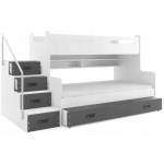 Poschodová posteľ MAX 3 + 2x matrace sivo-biela  